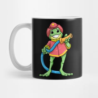 Funny frog as a firefighter with a hose Mug